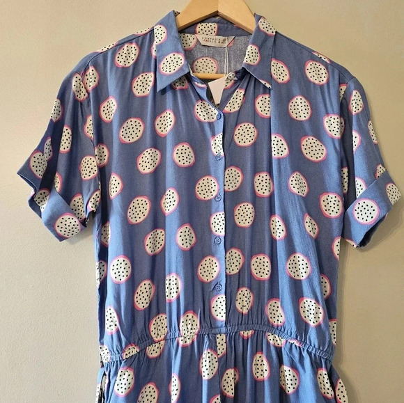 Compania Fantastica Dragon Fruit Pitaya Print Casual Women's Romper Size Medium. - Picture 10 of 16